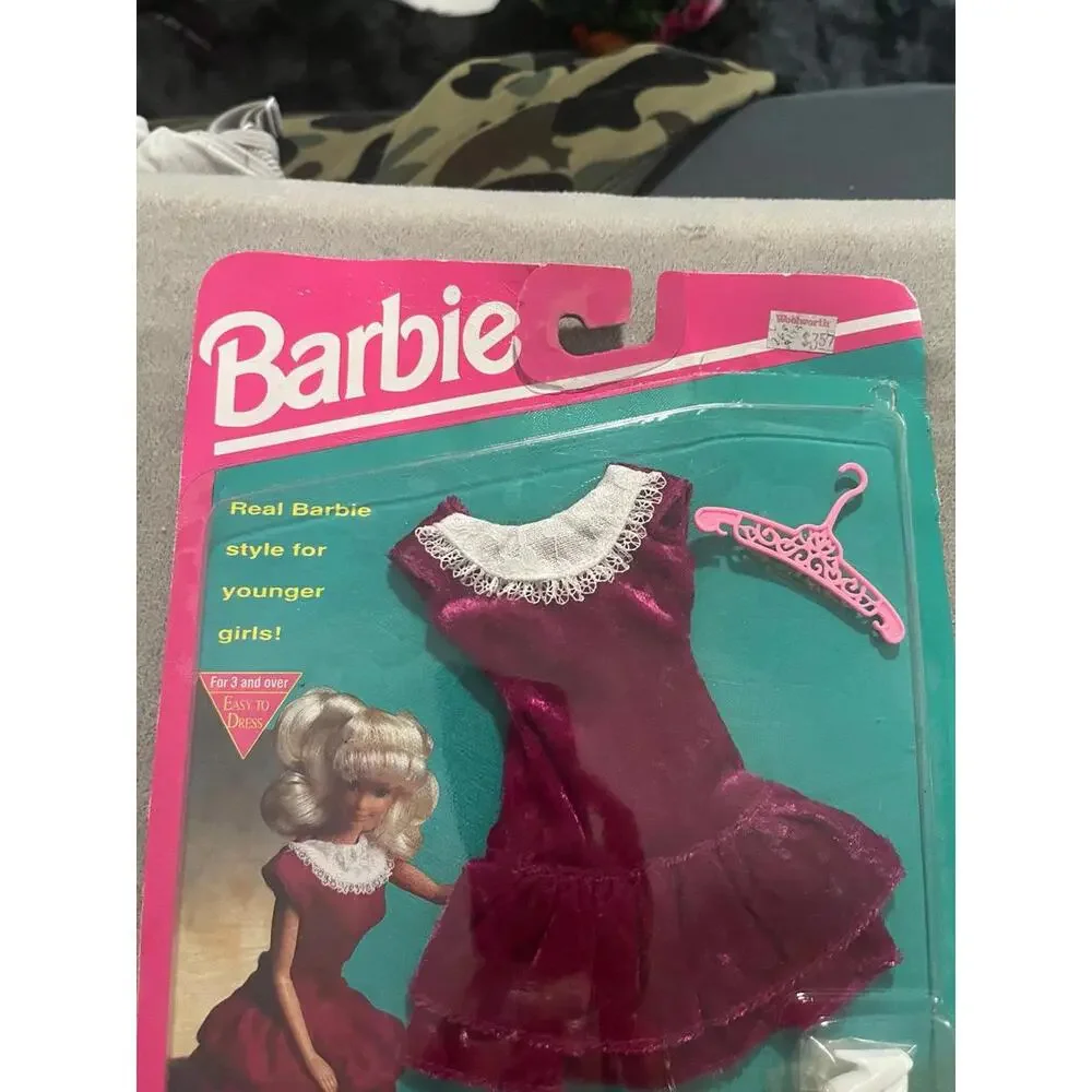 VINTAGE 1992 MY FIRST‎ BARBIE FASHIONS SEALED 3425 BURGUNDY VELVET DRESS RARE